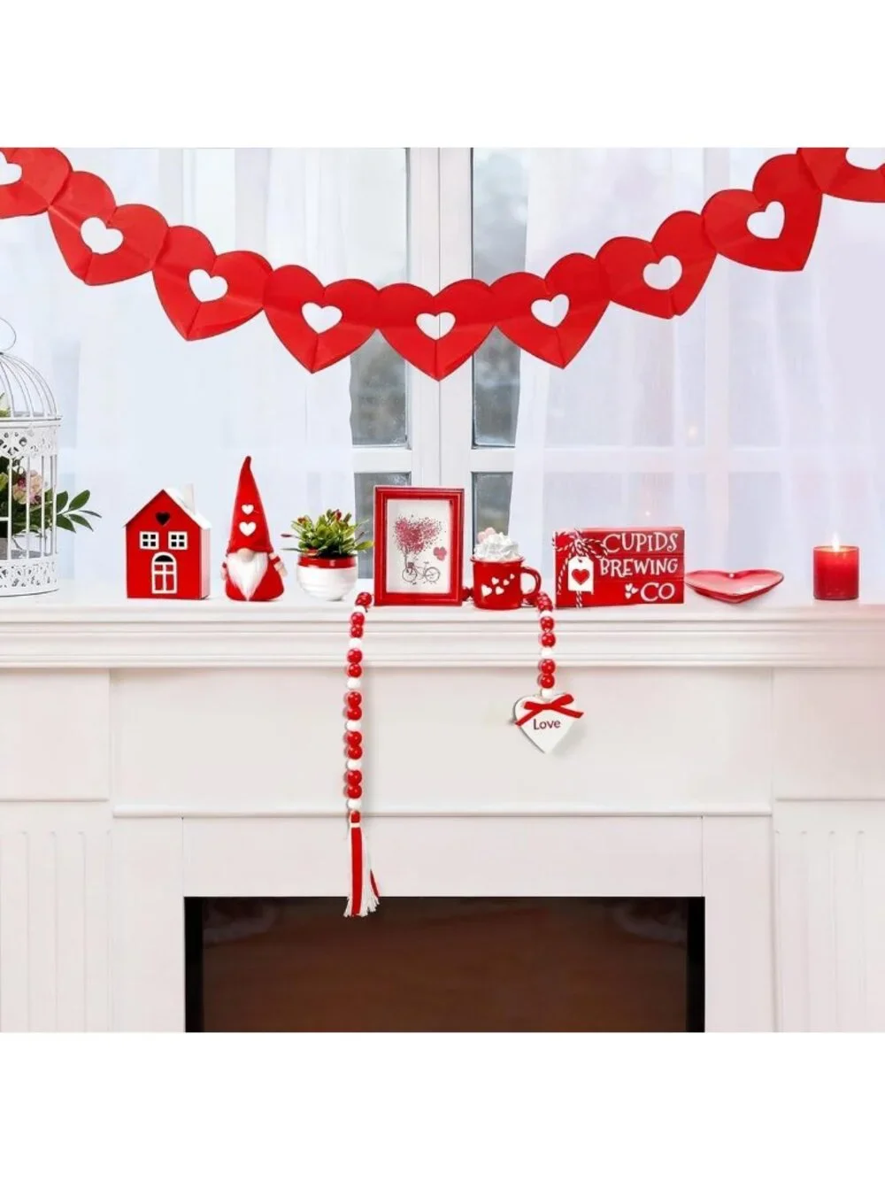Charming Valentine's Day Home Office Decor Set - 8 PCS Tiered Tray Decorations